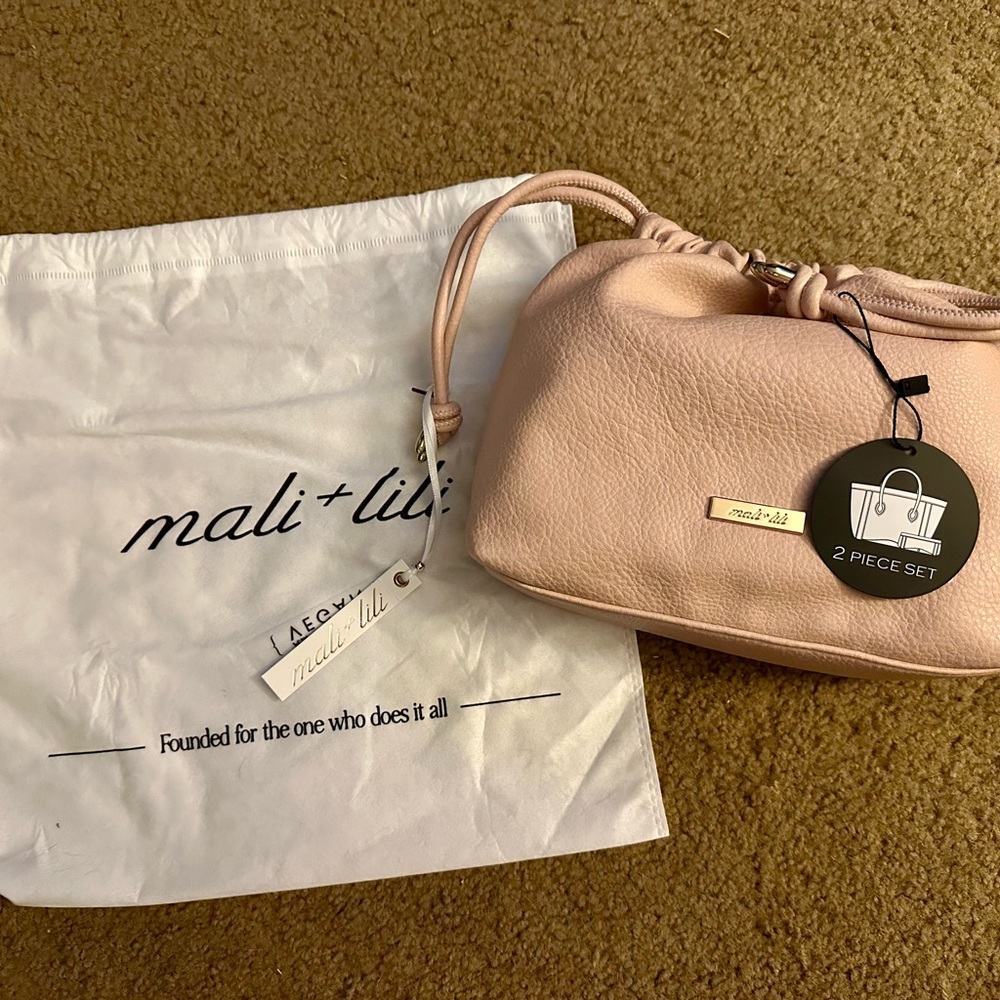 Blush Pink purse with cosmetic bag